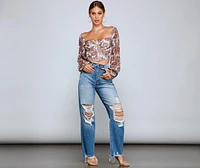 Lookin' Fresh Floral Chiffon Crop Top