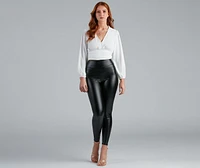 High Collar Crepe Surplice Blouse