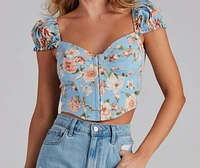 Floral Bliss Poplin Corset Top