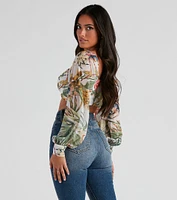 Tropical Babe Chiffon Crop Top