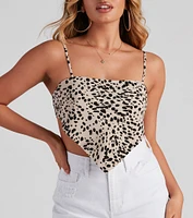 Wild Spots Leopard Satin Scarf Top
