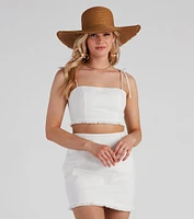 Social Linen Tie Strap Crop Top