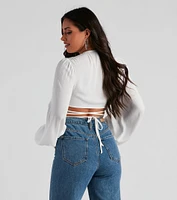 Heat Wave Gauze Wrap Tie Crop Top