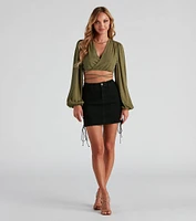 Heat Wave Gauze Wrap Tie Crop Top