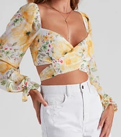 Floral Bloom Chiffon Crop Top