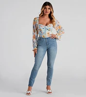 Tropic Ready Floral Chiffon Corset