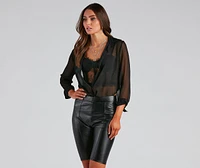 Such A Staple Sheer Button-Up Tunic