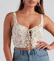 Spring Fling Floral Lace-Up Bustier