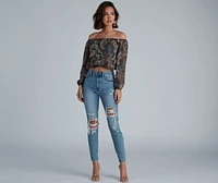 Cute Paisley Off-The-Shoulder Blouse
