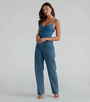 Girl Next Door Cropped Denim Corset