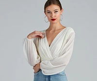 Boho Dreams Surplice Peasant Woven Top