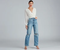 Boho Dreams Surplice Peasant Woven Top