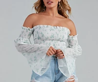 Radar On Florals Smocked Crop Top