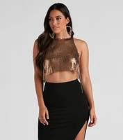 You've Got Glam Chainmail Lace Up Top