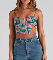 Silent Disco Swirl Print Corset Top