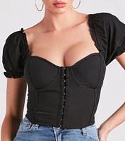 Sweet And Sassy Lace-Up Corset Top