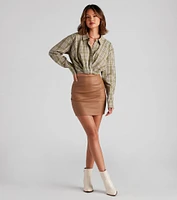 Cool And Classic Plaid Twist Top