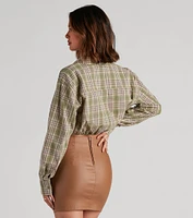 Cool And Classic Plaid Twist Top