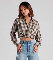 Cool And Classic Plaid Twist Top