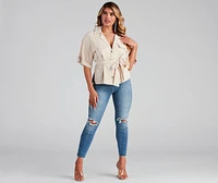 Button Things Up Tie-Waist Top