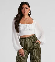 Chic Airy Chiffon Cropped Blouse