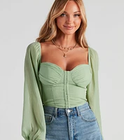 Breezy Chiffon Cropped Corset Blouse