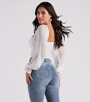 Breezy Chiffon Cropped Corset Blouse