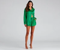 Stylishly Sleek Satin Button Down Top