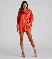 Stylishly Sleek Satin Button Down Top