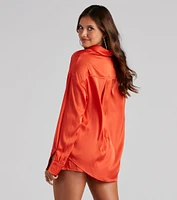 Stylishly Sleek Satin Button Down Top
