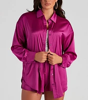 Stylishly Sleek Satin Button Down Top
