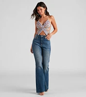 Mystical Glam Butterfly Glitter Crop Top