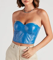 Social Cutie Faux Leather Corset Tube Top