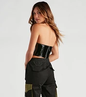 Social Cutie Faux Leather Corset Tube Top