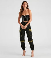 Social Cutie Faux Leather Corset Tube Top