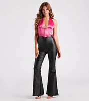 Not Over Satin Halter Corset Top