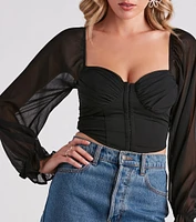 Breezy Chiffon Cropped Corset Blouse