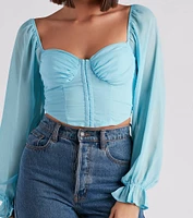 Breezy Chiffon Cropped Corset Blouse