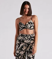 Major Muse Floral Satin Bra Top