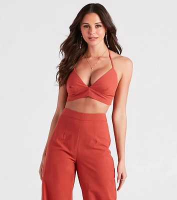 Meet The Hamptons Linen Crop Top