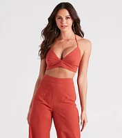 Meet The Hamptons Linen Crop Top