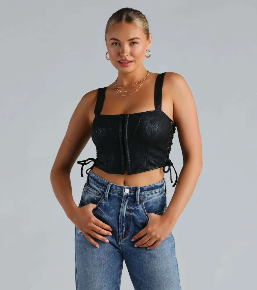 Windsor Hiss Worthy Faux Suede Snake Corset Top