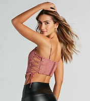 Chic Blooms Lace-Up Floral Chiffon Corset Top