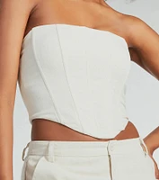 Cutest Babe Strapless Linen Bustier