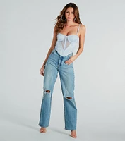 Femme Perfection Satin Lace Corset Top