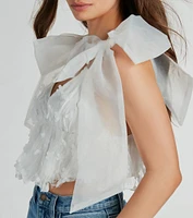 Beauty Blossoms Floral Bow Strap Babydoll Top