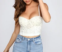 Pearl Embellished Cropped Bustier