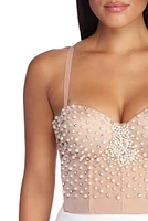 Pearl Embellished Cropped Bustier