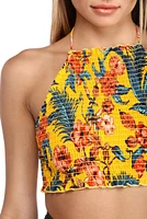 Tropical Tiki Smocked Halter Top