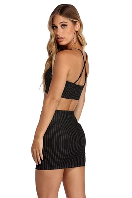 Zip Detail Pin Stripe Top